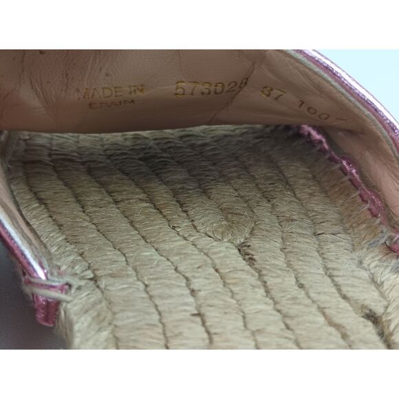 Gucci Marmont Metallic Pink Rosa Flat Slide Espadrille Quilted Matelassé Size 37 - Picture 6 of 8